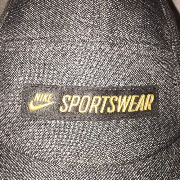 VINTAGE Nike Hat Cap Strap Back Gray Gold Panel Swoosh Logo Casual Mens - Picture 6 of 8